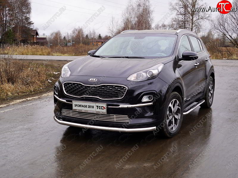 18 999 р. Защита переднего бампера нижняя d60,3 мм ТСС Тюнинг  KIA Sportage  4 QL (2018-2022) рестайлинг (нержавейка)  с доставкой в г. Пермь
