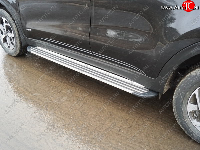 20 599 р. Пороги алюминиевые Slim Line ТСС Тюнинг  KIA Sportage  4 QL (2018-2022) рестайлинг (Silver)  с доставкой в г. Пермь