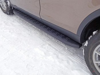 Пороги алюминиевые с пластиковой накладкой ТСС Тюнинг Land Rover Discovery Sport  L550 (2014-2019) дорестайлинг (карбон черные)