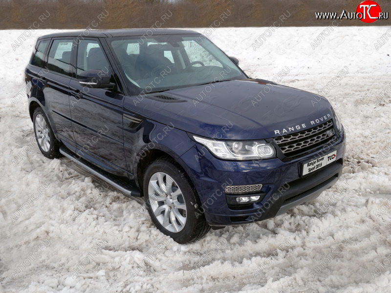 21 999 р. Пороги алюминиевые с пластиковой накладкой, ТСС Тюнинг  Land Rover Range Rover Sport  2 L494 (2013-2017) дорестайлинг (карбон серебро)  с доставкой в г. Пермь