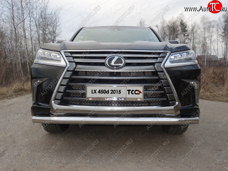 26 499 р. Защита переднего бампера нижняя 76,1 мм ТСС Тюнинг Lexus LX570 J200 2-ой рестайлинг (2015-2022) (нержавейка)  с доставкой в г. Пермь