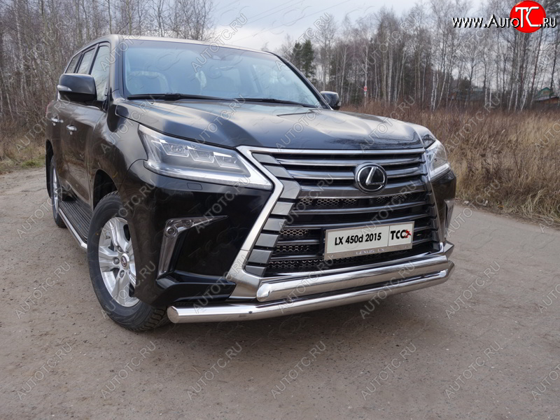 36 299 р. Защита передняя нижняя двойная 76,1*75 мм кроме F-Sport Тюнинг  Lexus LX450d  J200 - LX570  J200 (нержавейка)  с доставкой в г. Пермь