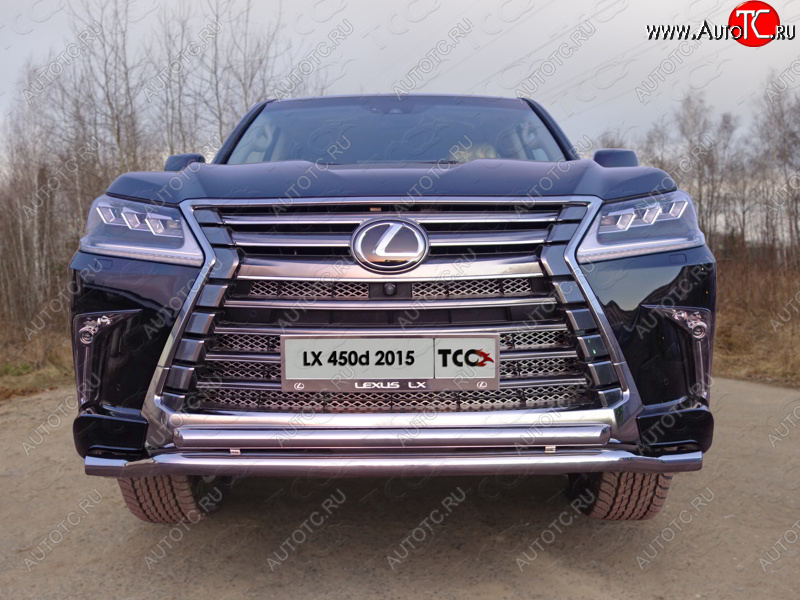 33 849 р. Защита переднего бампера нижняя двойная 60,3*50,8 мм кроме F-Sport ТСС Тюнинг Lexus LX450d J200 2-ой рестайлинг (2015-2022) (нержавейка)  с доставкой в г. Пермь