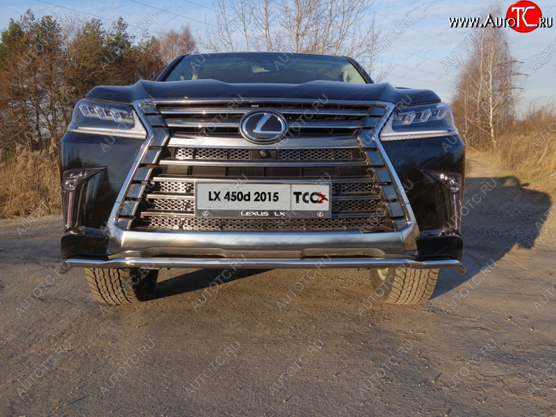 23 549 р. Защита переднего бампера нижняя d42,4 мм ТСС Тюнинг Lexus LX570 J200 2-ой рестайлинг (2015-2022) (нержавейка)  с доставкой в г. Пермь