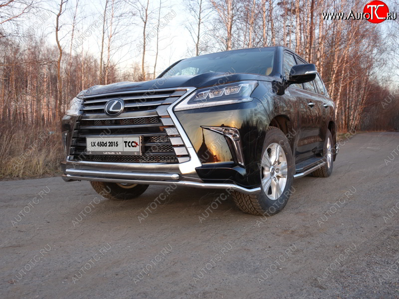 27 599 р. Защита переднего бампера нижняя двойная 42,4*42,4 мм кроме F-Sport ТСС Тюнинг Lexus LX450d J200 2-ой рестайлинг (2015-2022) (нержавейка)  с доставкой в г. Пермь