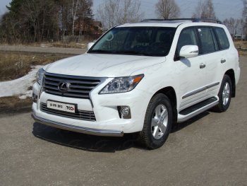 Защита переднего бампера нижняя овальная длинная 75*42 мм ТСС Тюнинг Lexus LX570  J200 (2012-2015) 1-ый рестайлинг (нержавейка)