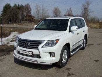 Защита передняя нижняя двойная 76,1*50,8 мм кроме F-Sport Тюнинг Lexus LX570  J200 (2012-2015) 1-ый рестайлинг (нержавейка)