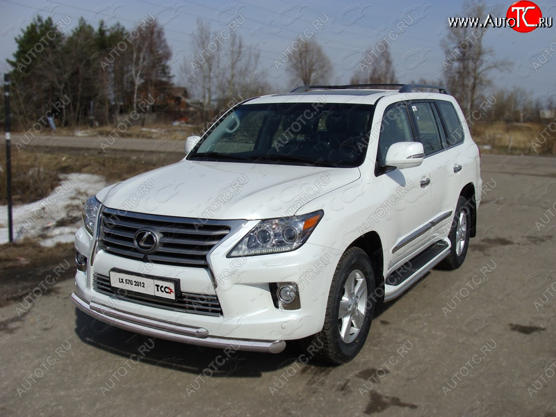36 299 р. Защита передняя нижняя двойная 76,1*50,8 мм кроме F-Sport Тюнинг  Lexus LX570  J200 (2012-2015) 1-ый рестайлинг (нержавейка)  с доставкой в г. Пермь