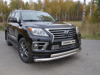 Защита передняя нижняя двойная 76,1*75 мм Sport Тюнинг Lexus LX570  J200 (2012-2015) 1-ый рестайлинг (нержавейка)