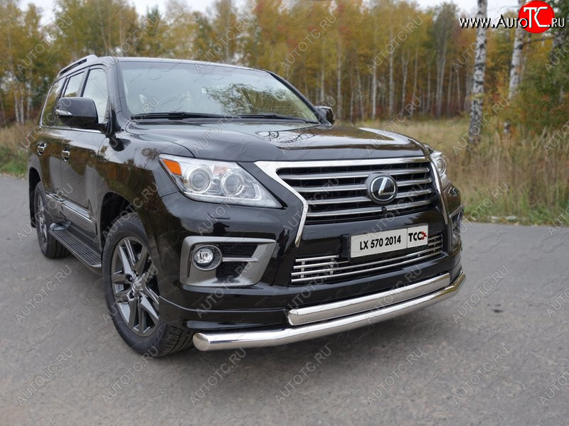 36 299 р. Защита передняя нижняя двойная 76,1*75 мм Sport Тюнинг  Lexus LX570  J200 (2012-2015) 1-ый рестайлинг (нержавейка)  с доставкой в г. Пермь