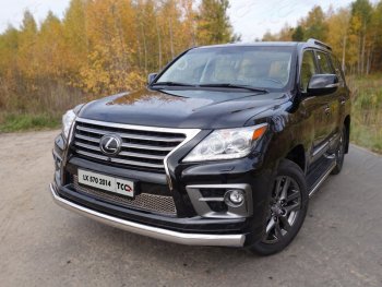 Защита передняя нижняя овальная длинная 75х42 мм Sport ТСС Тюнинг Lexus LX570  J200 (2012-2015) 1-ый рестайлинг (нержавейка)