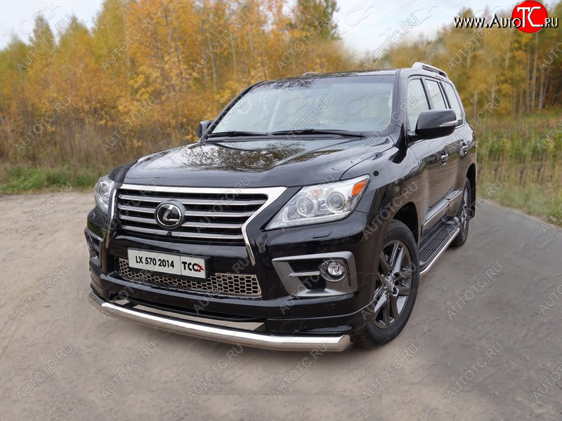 26 499 р. Защита переднего бампера нижняя 76,1 мм ТСС Тюнинг Lexus LX570 J200 1-ый рестайлинг (2012-2015) (нержавейка)  с доставкой в г. Пермь