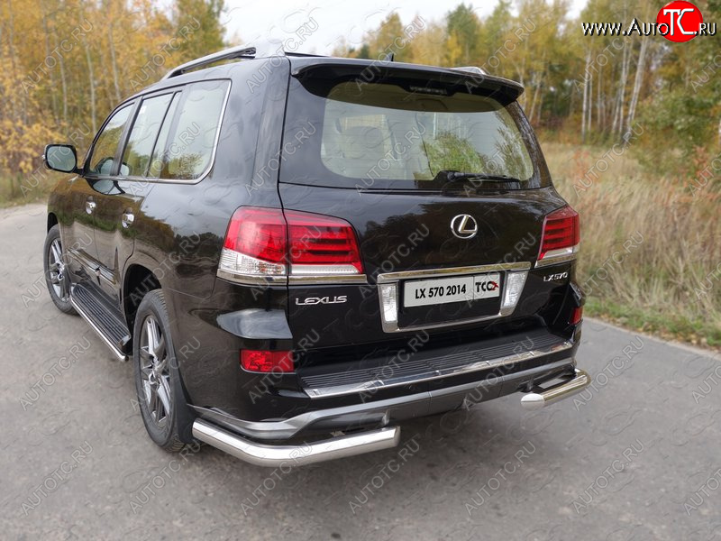 26 499 р. Защита задняя (уголки, нержавейка 76,1 мм) ТСС Тюнинг Lexus LX570 J200 1-ый рестайлинг (2012-2015)  с доставкой в г. Пермь