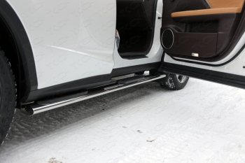Пороги овальные с накладкой 120х60 мм кроме F-Sport ТСС Тюнинг Lexus RX300 XU10 дорестайлинг (1995-2001) (серые)