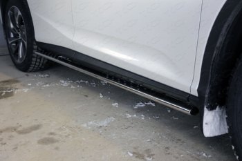Пороги овальные с проступью 75х42 мм кроме F-Sport ТСС Тюнинг Lexus RX300 XU10 дорестайлинг (1995-2001) (серые)