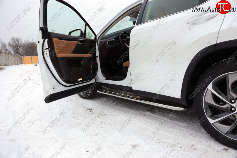 31 999 р. Пороги с площадкой 42,4 мм кроме F-Sport ТСС Тюнинг Lexus RX450H AL10 дорестайлинг (2009-2012) (серые)  с доставкой в г. Пермь