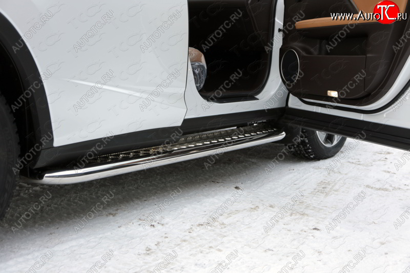 36 999 р. Пороги с площадкой 60,3 мм кроме F-Sport ТСС Тюнинг Lexus RX450H AL10 дорестайлинг (2009-2012) (серые)  с доставкой в г. Пермь