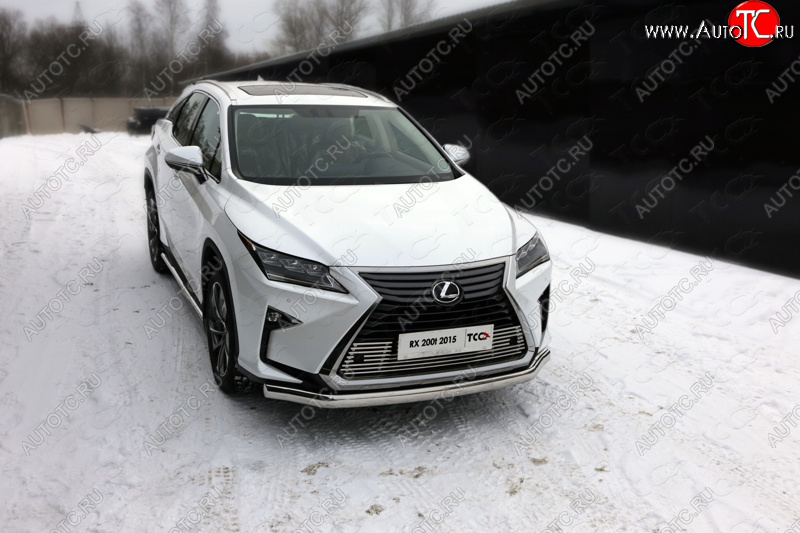 25 499 р. Защита переднего бампера нижняя овальная 75х42 мм ТСС Тюнинг Lexus RX350 AL20 дорестайлинг (2015-2019) (нержавейка)  с доставкой в г. Пермь