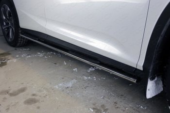 Пороги овальные с накладкой 75х42 мм F-Sport ТСС Тюнинг Lexus RX300 XU10 дорестайлинг (1995-2001) (серые)