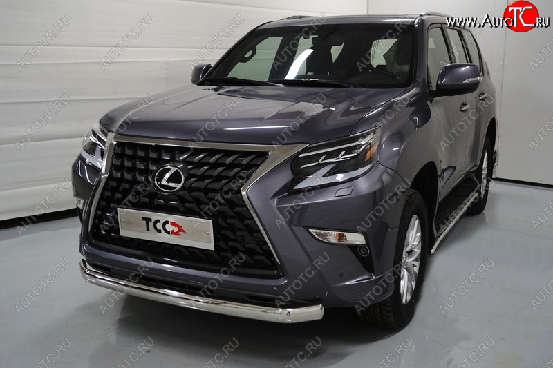 23 899 р. Защита переднего бампера нижняя овальная 75х42 мм ТСС Тюнинг  Lexus GX460  J150 (2019-2022) 2-ой рестайлинг (нержавейка)  с доставкой в г. Пермь