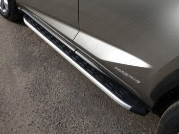 Пороги алюминиевые с пластиковой накладкой кроме F-Sport ТСС Тюнинг Lexus NX200  Z10 (2014-2017) дорестайлинг (серые)