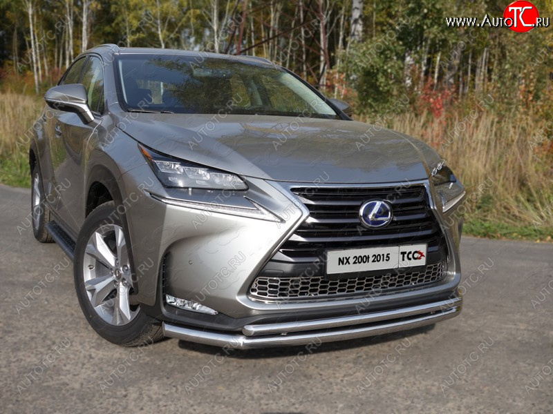 23 549 р. Защита переднего бампера нижняя двойная 60,3*42,4 мм кроме F-Sport ТСС Тюнинг Lexus NX200T Z10 (2014-2017) (нержавейка)  с доставкой в г. Пермь