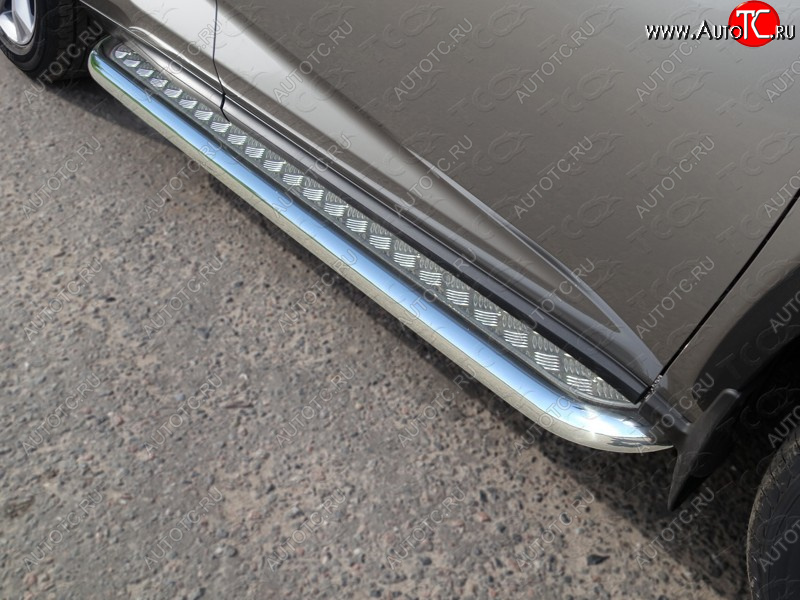 31 999 р. Пороги с площадкой 60,3 мм кроме F-Sport ТСС Тюнинг Lexus NX200T Z10 (2014-2017) (серые)  с доставкой в г. Пермь
