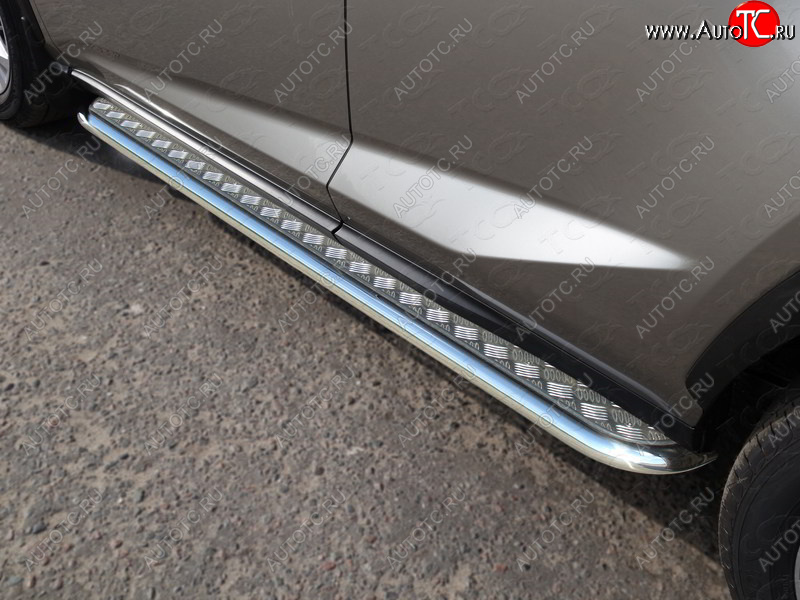 27 849 р. Пороги с площадкой 42,4 мм кроме F-Sport ТСС Тюнинг Lexus NX200 Z10 рестайлинг (2017-2021) (серые)  с доставкой в г. Пермь