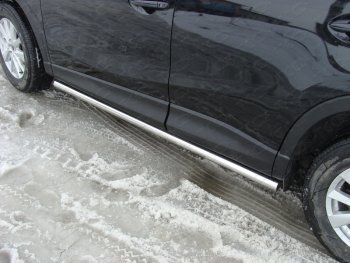 Защита порогов труба d60,3 мм ТСС Тюнинг Mazda CX-5  KE (2011-2014) дорестайлинг (серые)