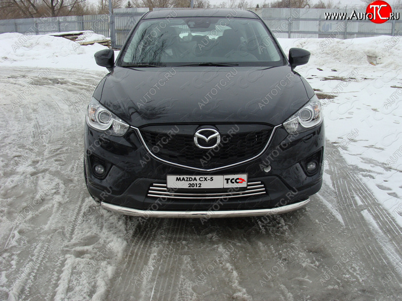 17 649 р. Защита переднего бампера нижняя d60,3 мм ТСС Тюнинг  Mazda CX-5  KE (2011-2014) дорестайлинг (нержавейка)  с доставкой в г. Пермь