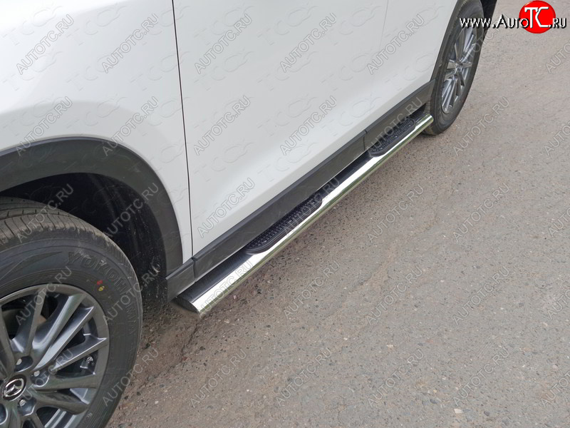 40 799 р. Пороги овальные с накладкой 120х60 мм, ТСС Тюнинг Mazda CX-5 KE дорестайлинг (2011-2014) (серые)  с доставкой в г. Пермь