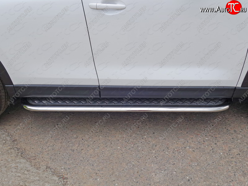 37 649 р. Пороги с площадкой 75х42 мм ТСС Тюнинг Mazda CX-5 KE дорестайлинг (2011-2014) (серые)  с доставкой в г. Пермь