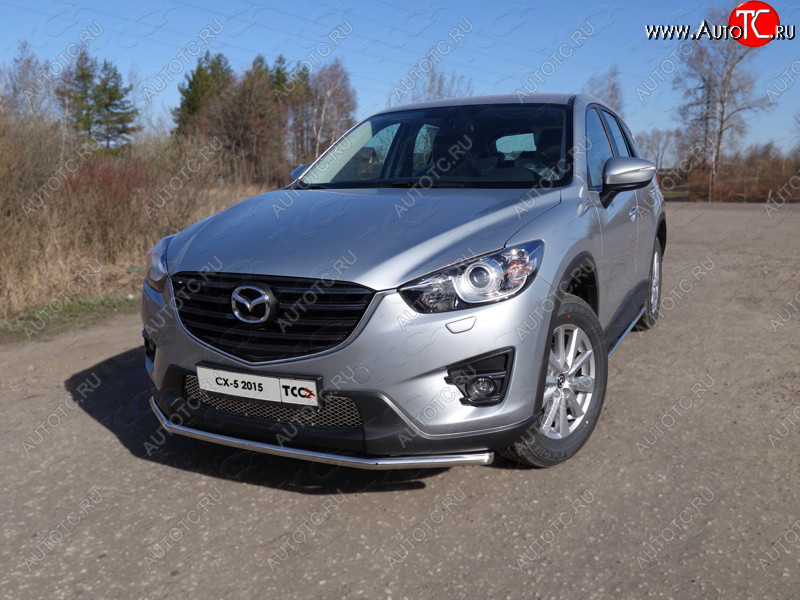 14 699 р. Защита переднего бампера нижняя d42,4 мм ТСС Тюнинг Mazda CX-5 KE рестайлинг (2015-2017) (нержавейка)  с доставкой в г. Пермь