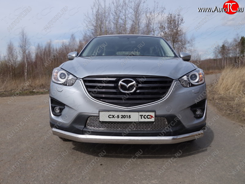 23 899 р. Защита переднего бампера нижняя овальная 75*42 мм ТСС Тюнинг Mazda CX-5 KE рестайлинг (2015-2017) (нержавейка)  с доставкой в г. Пермь