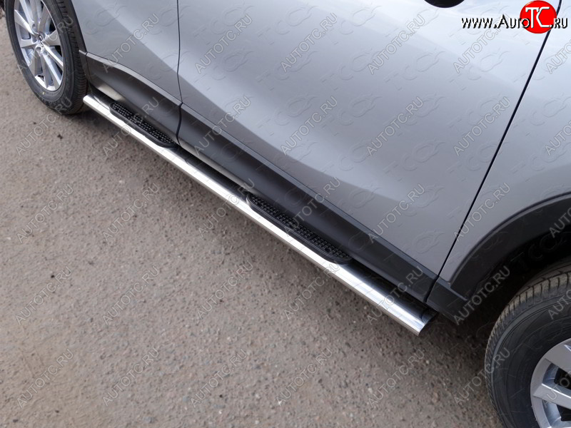 40 799 р. Пороги овальные с накладкой 120х60 мм, ТСС Тюнинг Mazda CX-5 KE рестайлинг (2015-2017) (серые)  с доставкой в г. Пермь