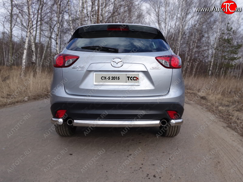 12 749 р. Защита заднего бампера (овальная короткая, d75х42 мм) TCC  Mazda CX-5  KE (2015-2017) рестайлинг  с доставкой в г. Пермь