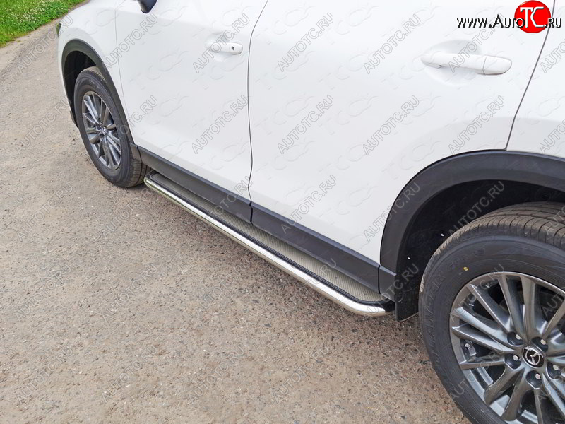 38 999 р. Пороги с площадкой 42,4 мм ТСС Тюнинг  Mazda CX-5  KF (2016-2025) (нержавейка)  с доставкой в г. Пермь