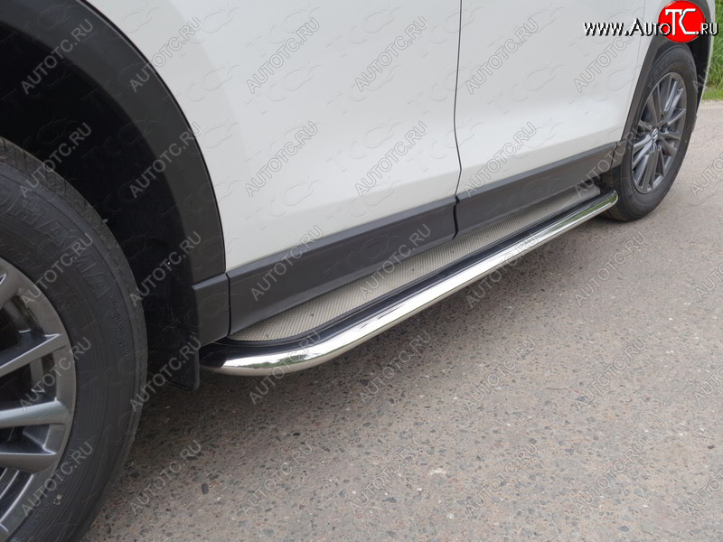 51 999 р. Пороги с площадкой 75х42 мм ТСС Тюнинг  Mazda CX-5  KF (2016-2025) (нержавейка)  с доставкой в г. Пермь