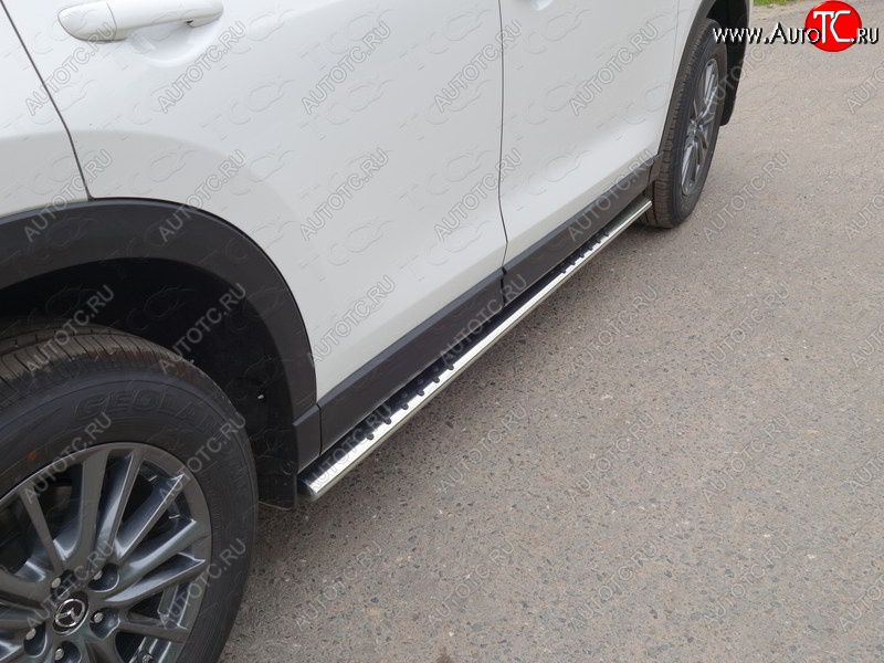 33 999 р. Пороги овальные с проступью 75х42 мм ТСС Тюнинг  Mazda CX-5  KF (2016-2025) (серые)  с доставкой в г. Пермь