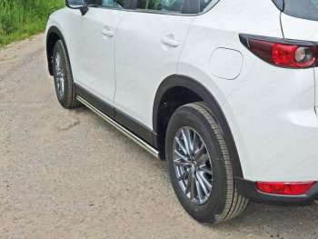 Защита порогов труба d60,3 мм ТСС Тюнинг Mazda CX-5  KF (2016-2025) (серые)