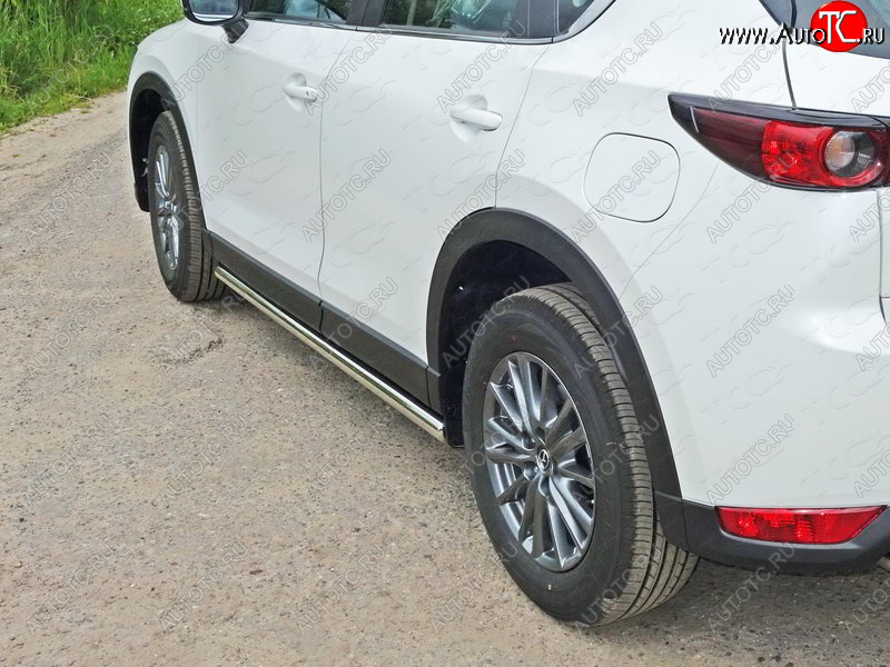 21 599 р. Защита порогов труба d60,3 мм ТСС Тюнинг  Mazda CX-5  KF (2016-2025) (серые)  с доставкой в г. Пермь