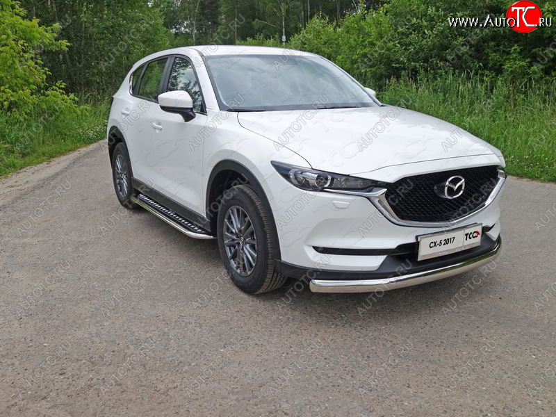 23 899 р. Защита переднего бампера нижняя овальная 75*42 мм ТСС Тюнинг Mazda CX-5 KF (2016-2025) (нержавейка)  с доставкой в г. Пермь