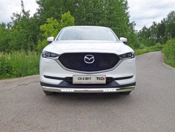 Защита передняя нижняя овальная с ДХО 75х42 мм ТСС Тюнинг Mazda CX-5 KF (2016-2025) (нержавейка)