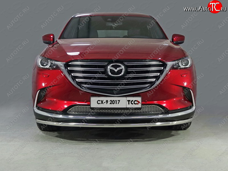 18 999 р. Защита переднего бампера нижняя d42,4 мм ТСС Тюнинг  Mazda CX-9  TC (2015-2025) дорестайлинг (нержавейка)  с доставкой в г. Пермь