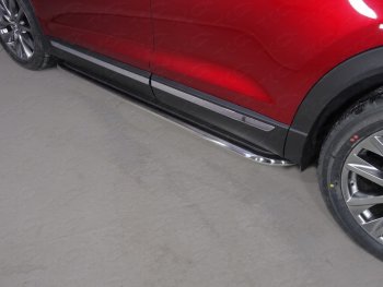 Пороги с площадкой 75х42 мм ТСС Тюнинг Mazda CX-9 TC дорестайлинг (2015-2025)