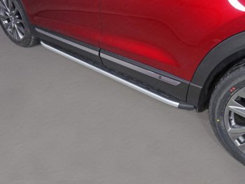 Пороги алюминиевые с пластиковой накладкой ТСС Тюнинг Mazda CX-9  TB (2007-2009) дорестайлинг (серые)
