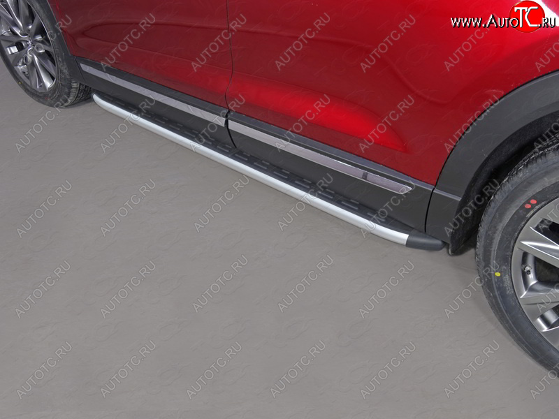 20 599 р. Пороги алюминиевые с пластиковой накладкой ТСС Тюнинг  Mazda CX-9  TB (2007-2009) дорестайлинг (серые)  с доставкой в г. Пермь