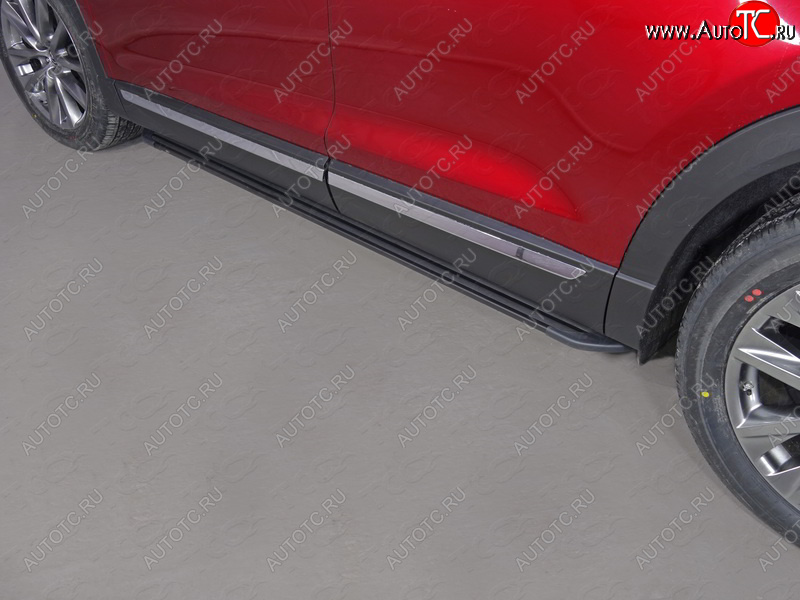 21 999 р. Пороги алюминиевые Slim Line ТСС Тюнинг  Mazda CX-9  TC (2015-2025) дорестайлинг (Black)  с доставкой в г. Пермь