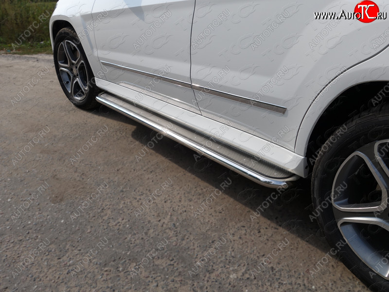 38 999 р. Пороги с площадкой 42,4 мм ТСС Тюнинг Mercedes-Benz GLK class X204 рестайлинг (2012-2015) (нержавейка)  с доставкой в г. Пермь