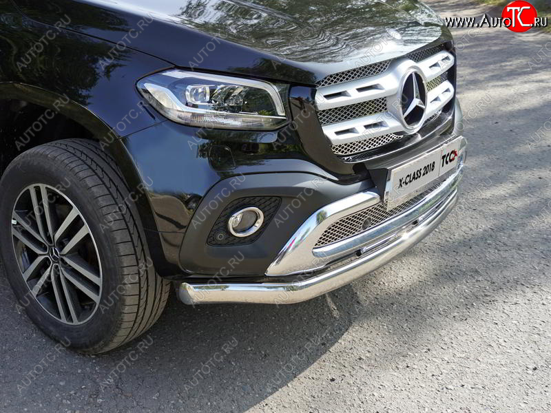 23 899 р. Защита переднего бампера нижняя овальная 75*42 мм ТСС Тюнинг  Mercedes-Benz X class  W470 (2017-2020) (нержавейка)  с доставкой в г. Пермь